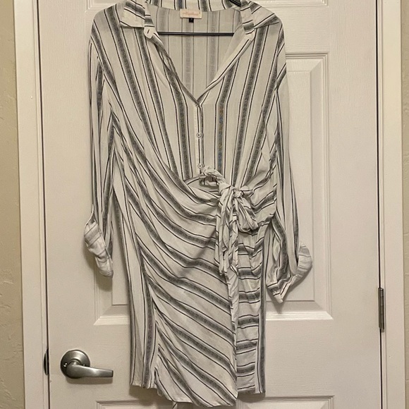 SOLD Alythea Striped Shirt Dress Tunic Ties in front - Picture 7 of 10